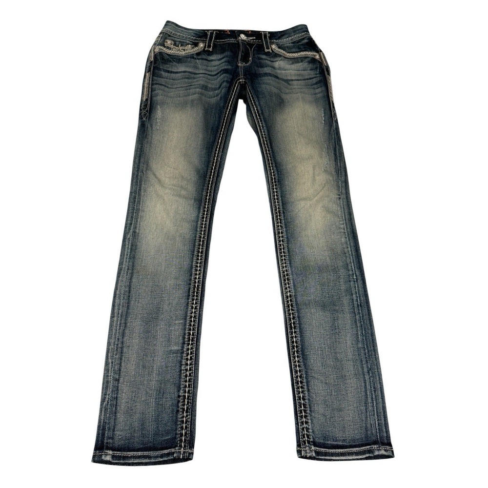 Rock Revival ASHLEY Skinny Denim Jeans Flap Pockets Size 27 Women's Mid Rise